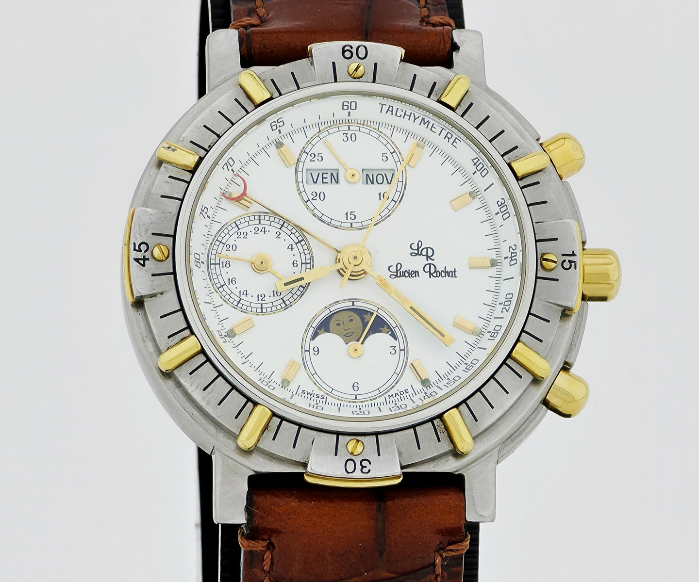 Lucien Rochat chrono automatic 7751 Full calendar, Moonphase. Steel & 18k Gold 42mm