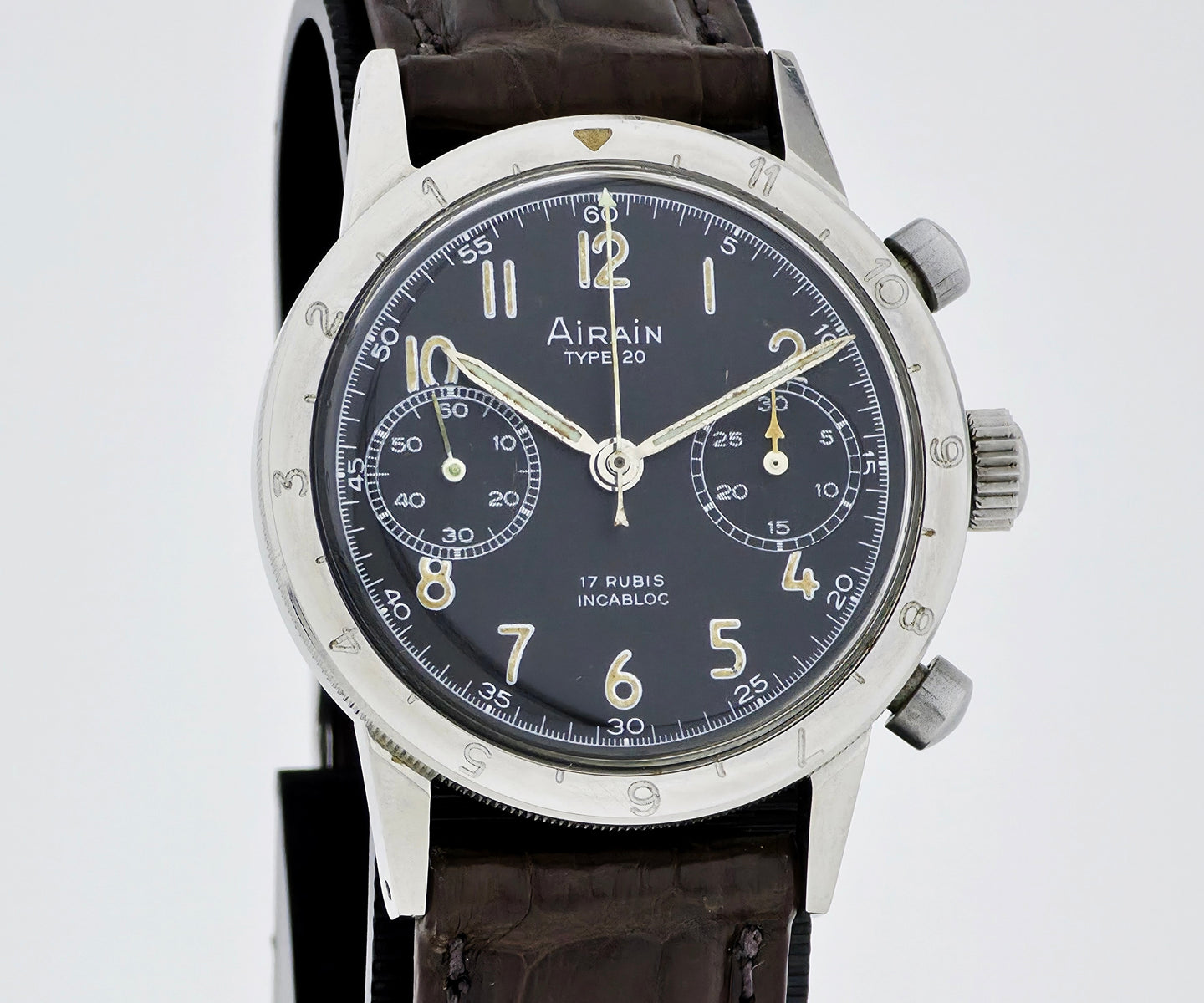 Vintage AIRAIN Type XX chronograph mechanical Cal. 22 Steel case 37mm