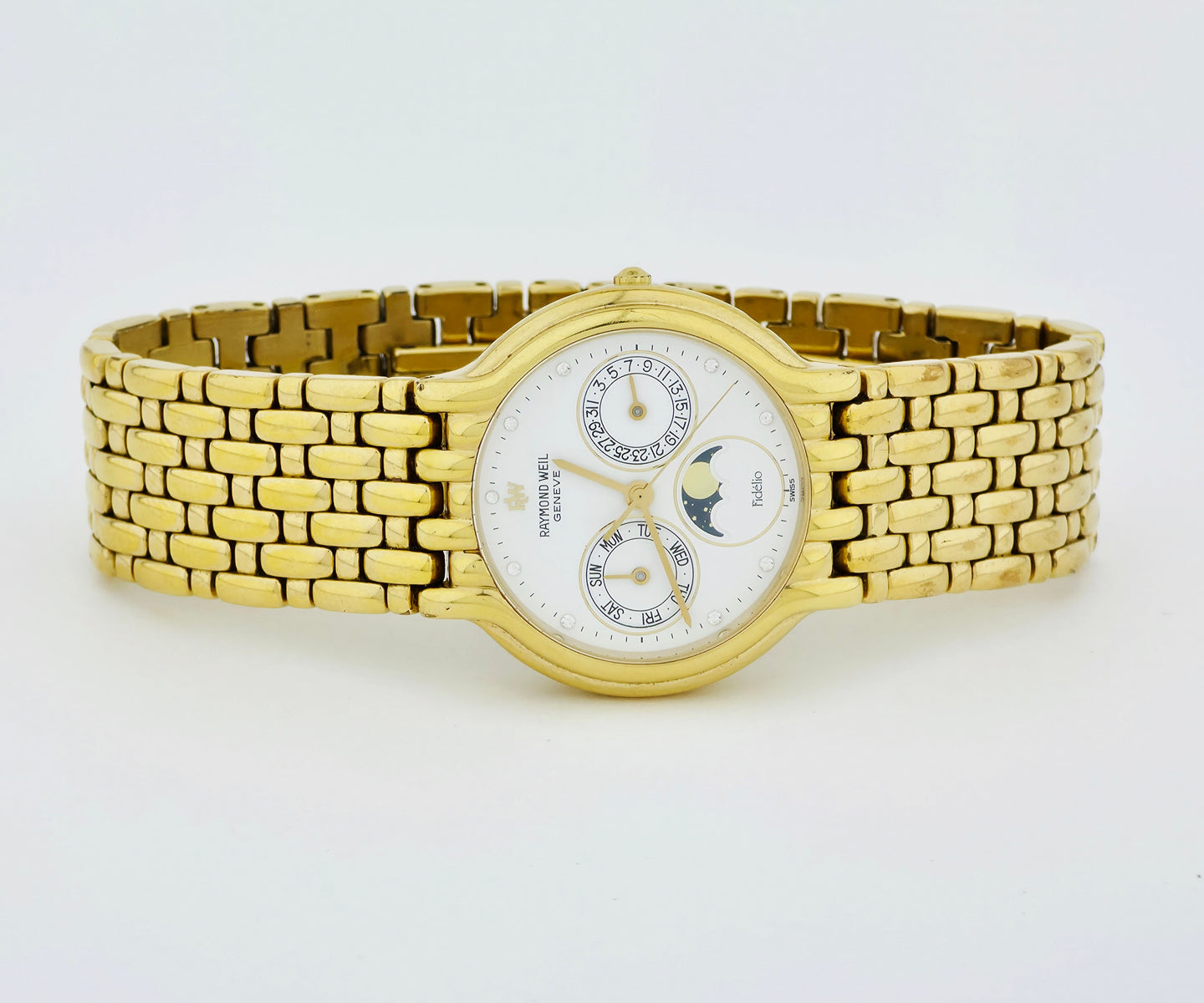 Raymond Weil Fidelio 2000 Quartz, Moon Phase 18K Gold Electroplated
