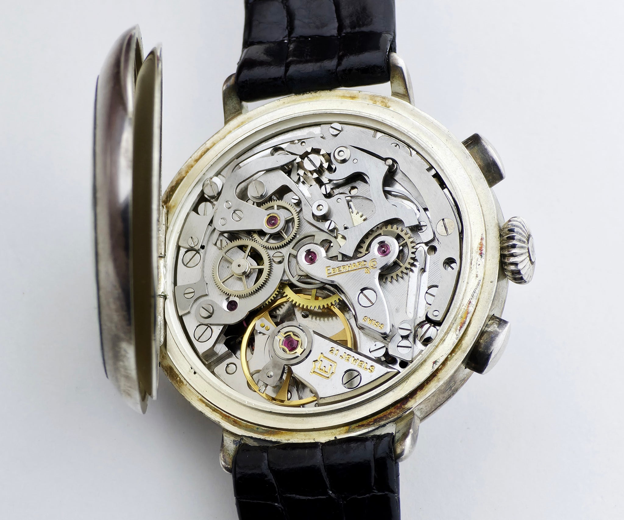 Vintage Eberhard & Co Chronograph mechanical Cal. 310-8. 925 Silver case 38mm Ref: 31008