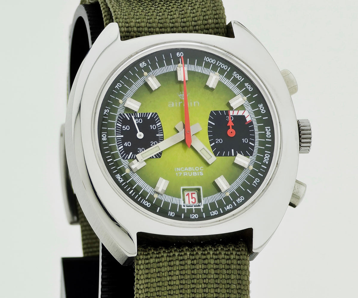 1970s AIRAIN chronograph mechanical Valjoux 7734 Stainless steel case 39.5mm