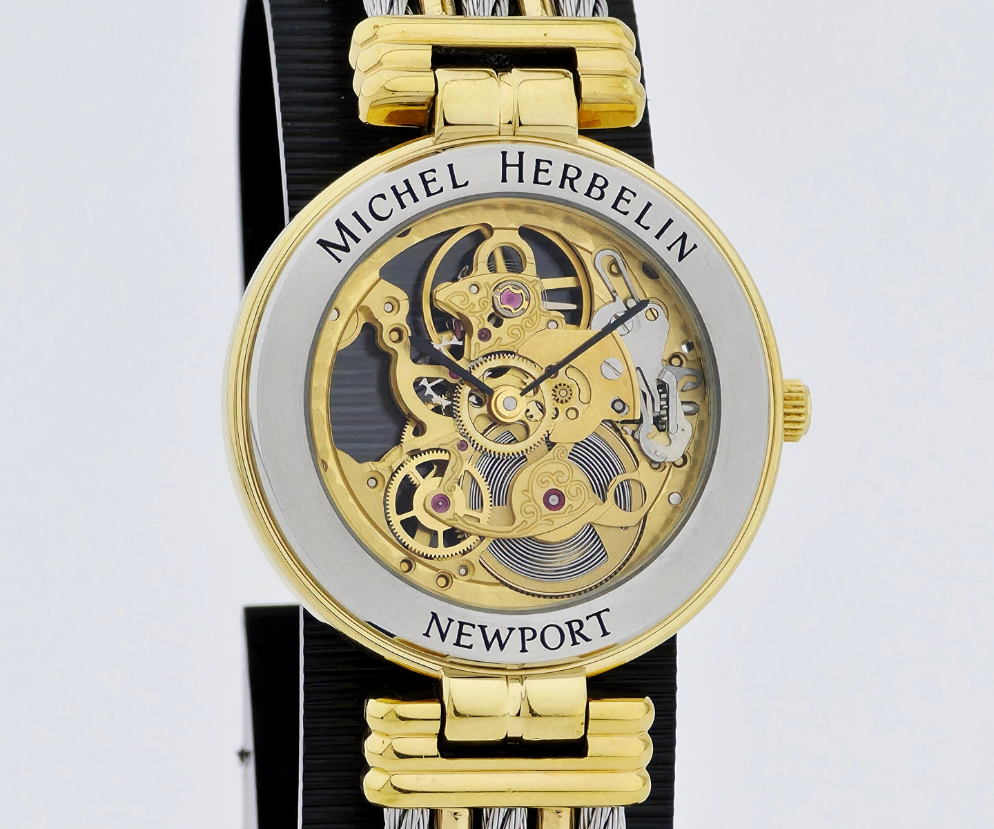 Michel Herbelin Newport Skeleton mechanical, 35mm Steel & Gold plated Ref: 1255