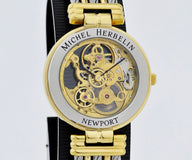 Michel Herbelin Newport Skeleton mechanical, 35mm Steel & Gold plated Ref: 1255
