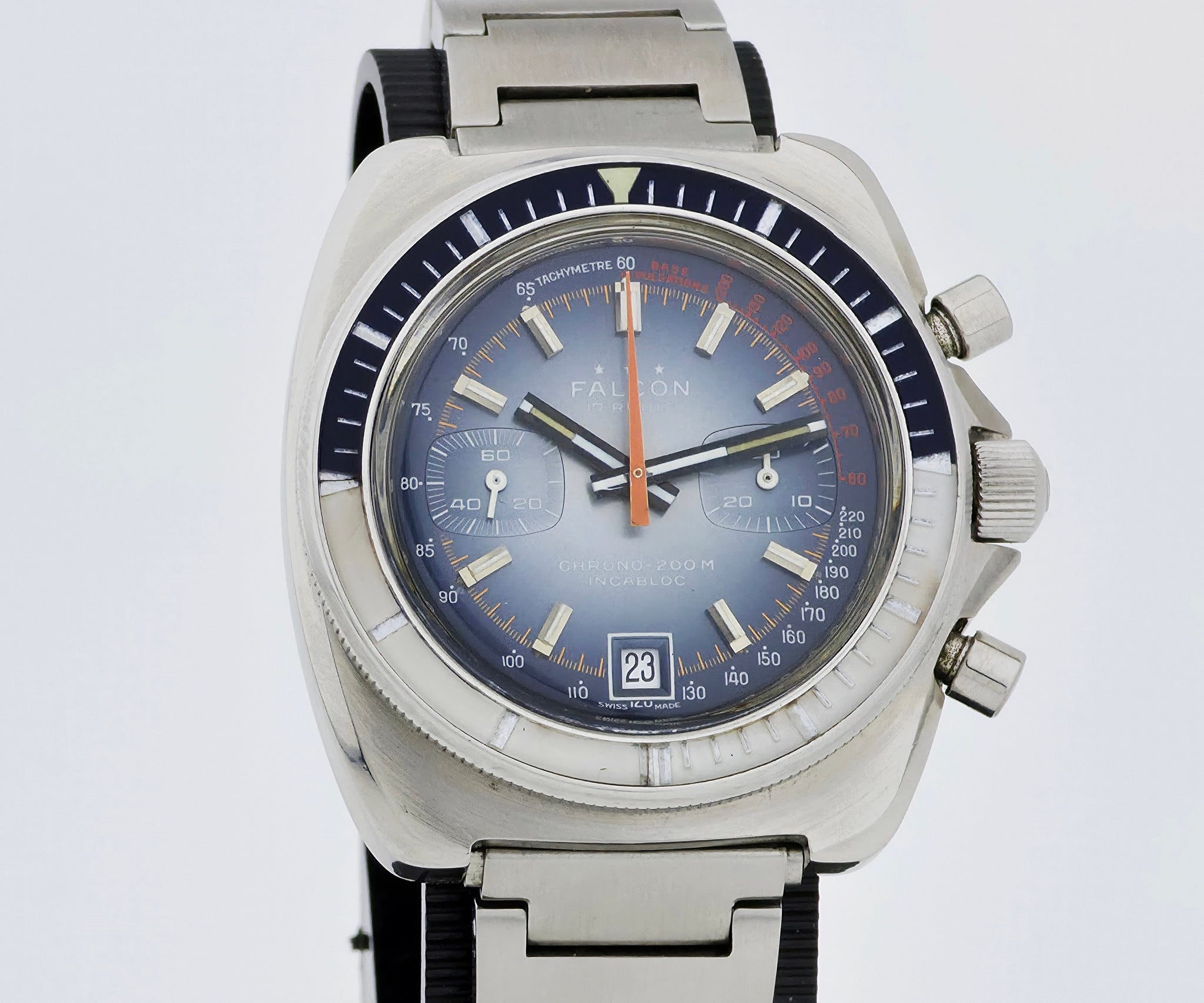 Vintage FALCON chronograph mechanical Cal. 7734 Steel Diver watch 42mm