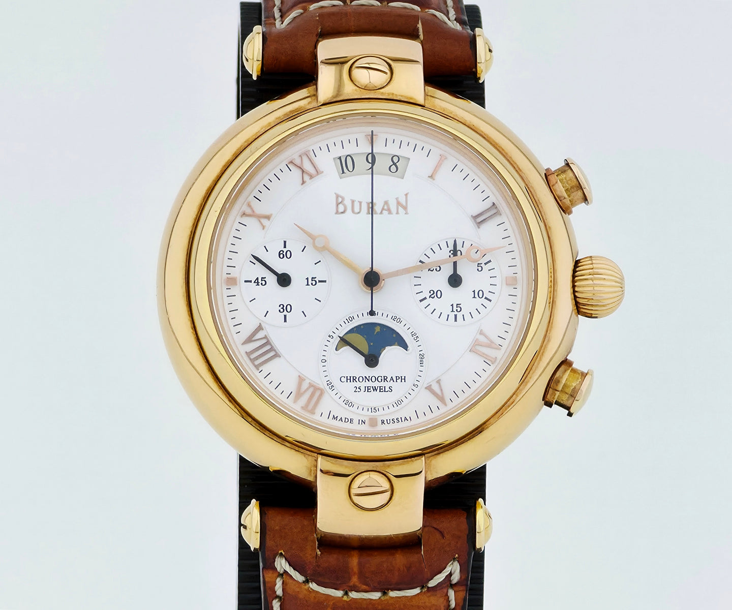BURAN Poljot Basilika Moon Phase Chronograph Cal. 31679 Rose gold plated
