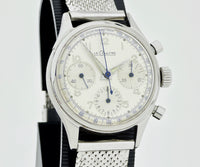 1960s LeCoultre Chronograph Valjoux 72, Ref. E335, steel case, silver dial