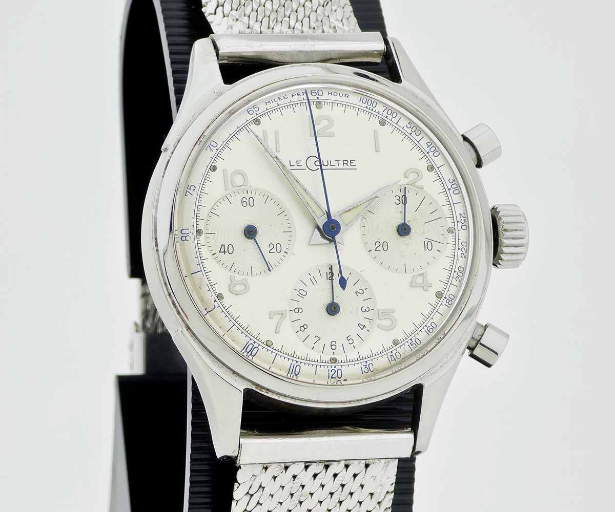 1960s LeCoultre Chronograph Valjoux 72, Ref. E335, steel case, silver dial