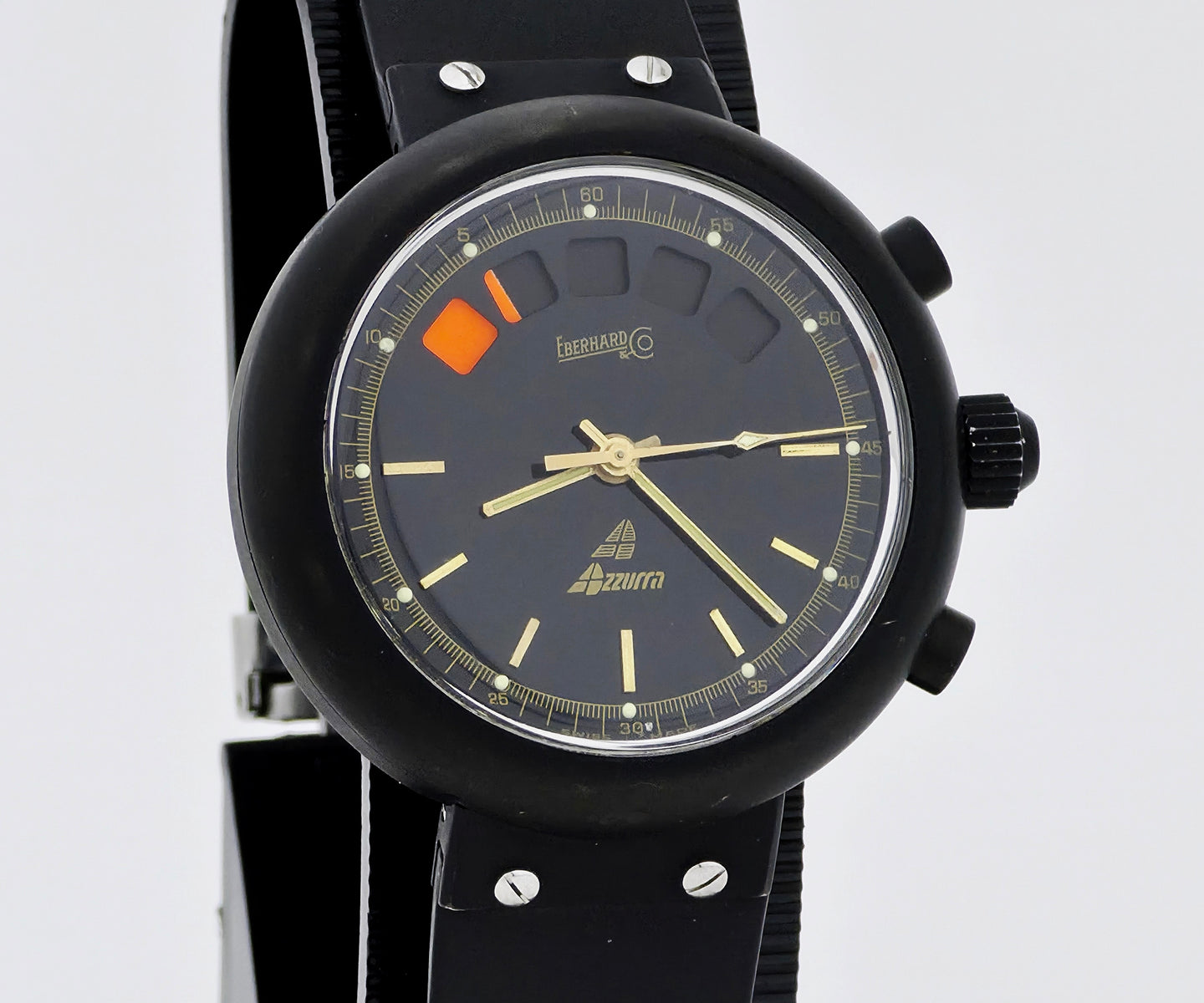 Eberhard Azzurra chronograph automatic Cal. 7757 Steel & Black PVD case 38mm Ref: 31700
