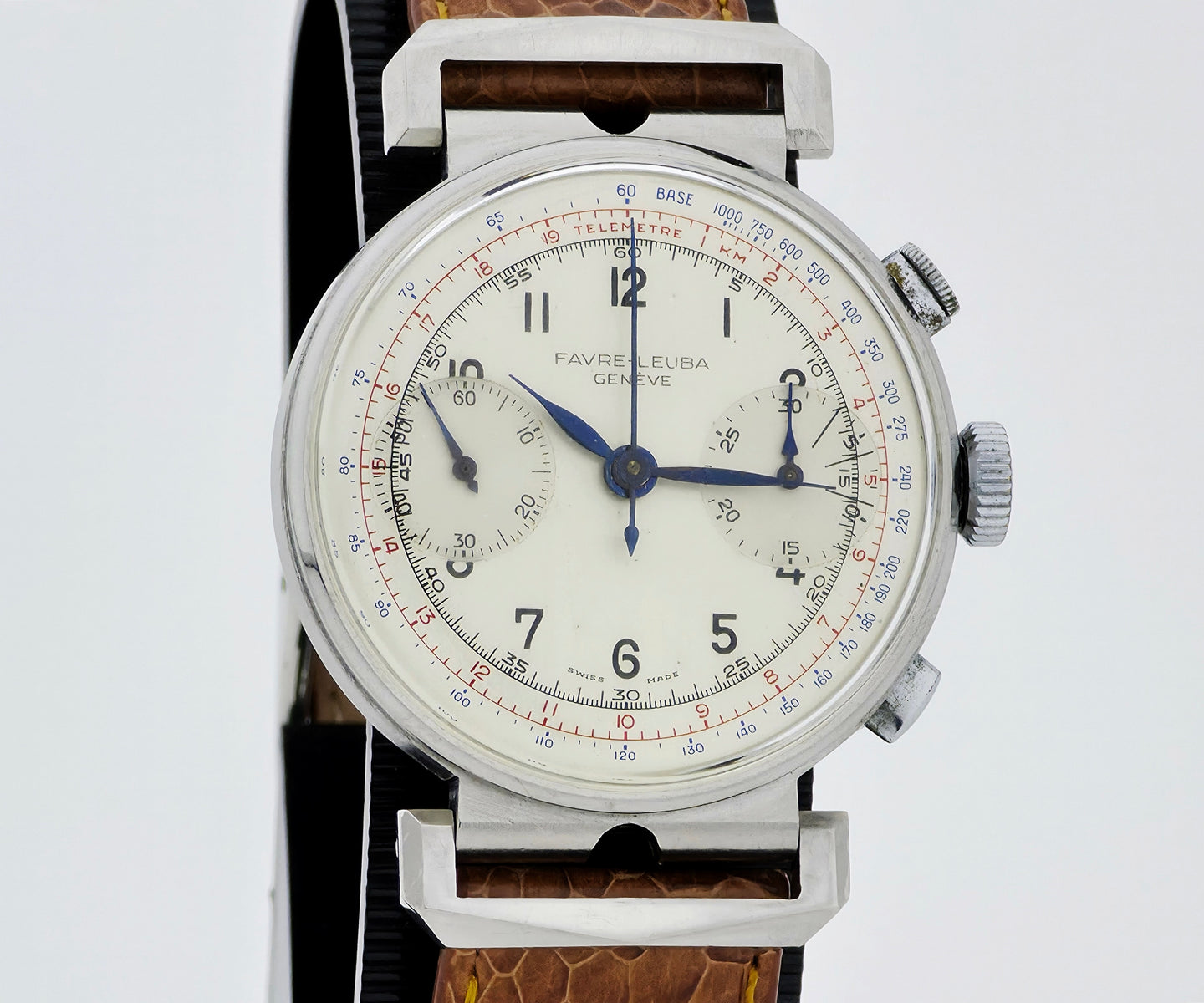 1940s Favre-Leuba Chronograph mechanical Cal.22 Stainless steel case 36mm
