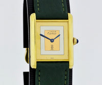 Vintage Cartier Must De Tank Mechanical 925 silver & Gold plated Unisex watch