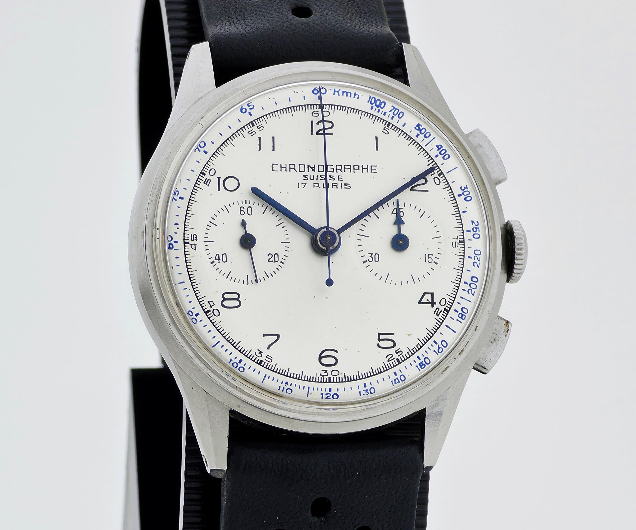 1940s Swiss Chronographe mechanical Excelsior Park 4.  Steel case 35.5mm