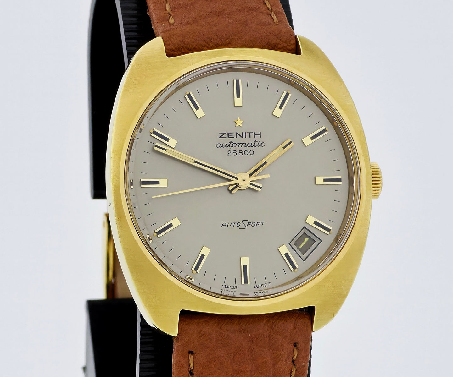 Vintage ZENITH AutoSport 28800 Automatic Cal. 2562 PC Steel & Gold filed 35mm