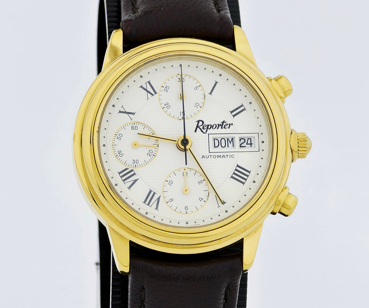 Reporter Chronograph automatic Valjoux Cal. 7750 Gold plated case 37mm