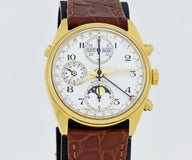 VALJOUX 7751 chronograph automatic Full calendar, Moonphase. Steel & Gold plated 36mm