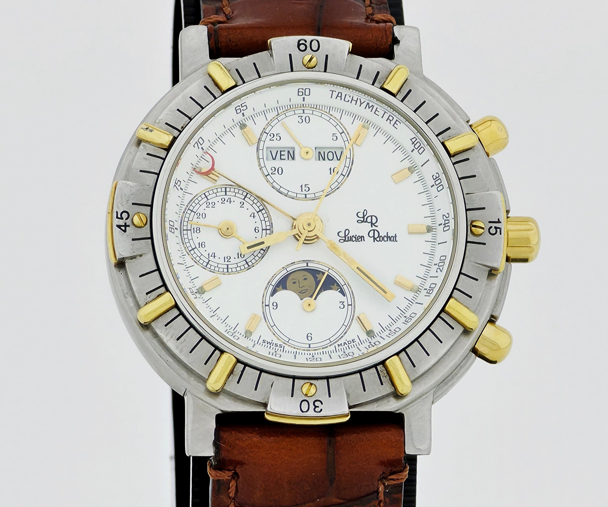 Lucien Rochat chrono automatic 7751 Full calendar, Moonphase. Steel & 18k Gold 42mm