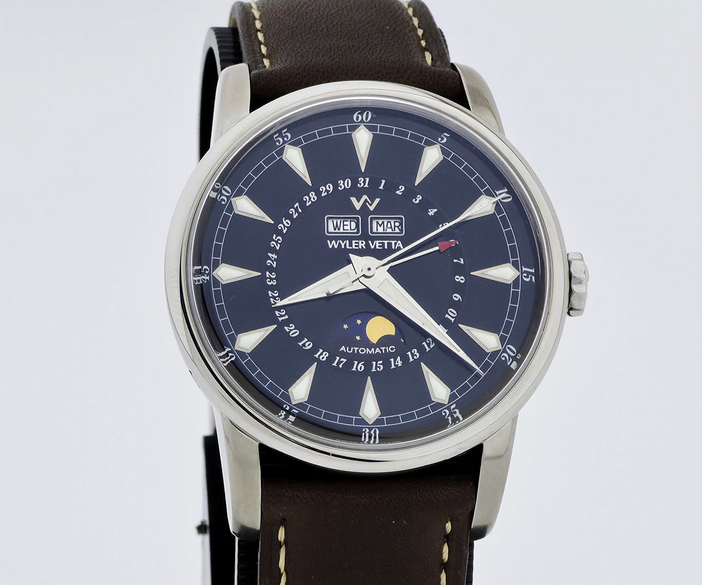 Wyler Vetta beaux arts Moon phase full calendar 39mm Steel Men's watch  WV 0056 EE