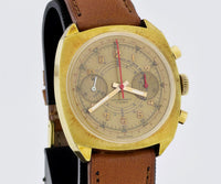 Vintage chronograph valjoux 7733 mechanical, Golden dial, Steel & Gold Plated 37mm