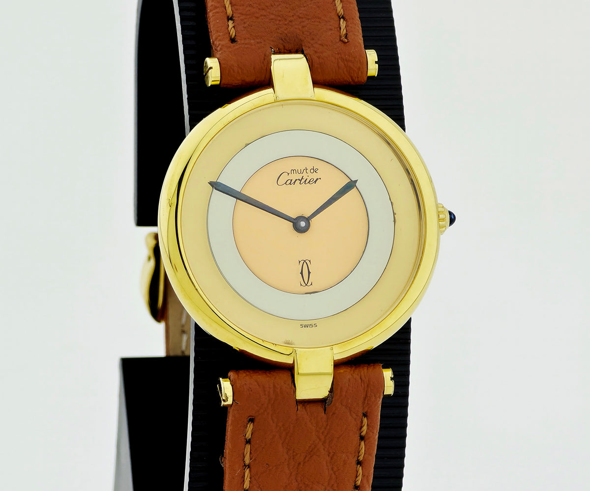 Cartier Must de Vendome Quartz 925 Silver & Gold plated 30mm round Unisex watch