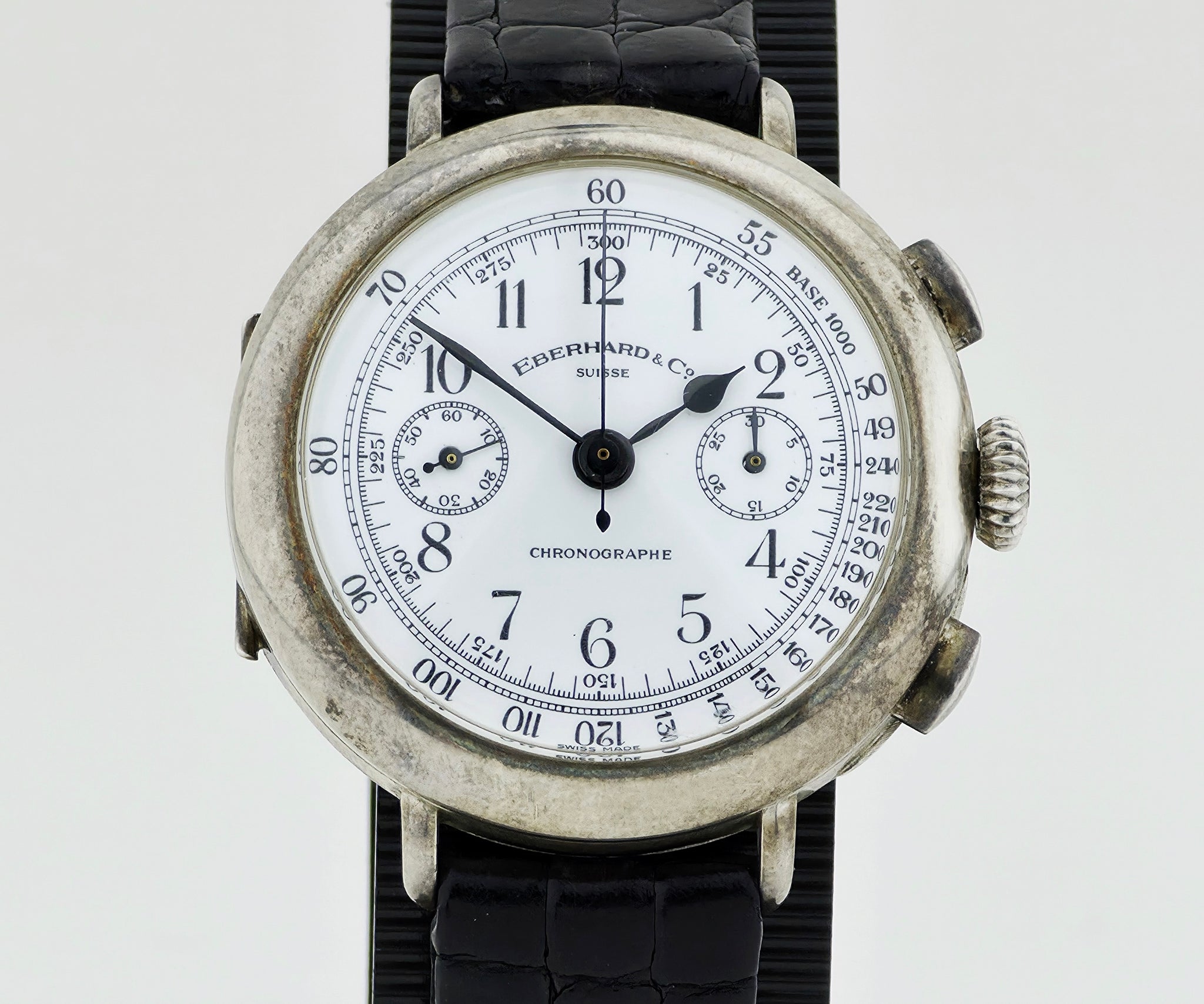 Vintage Eberhard & Co Chronograph mechanical Cal. 310-8. 925 Silver case 38mm Ref: 31008