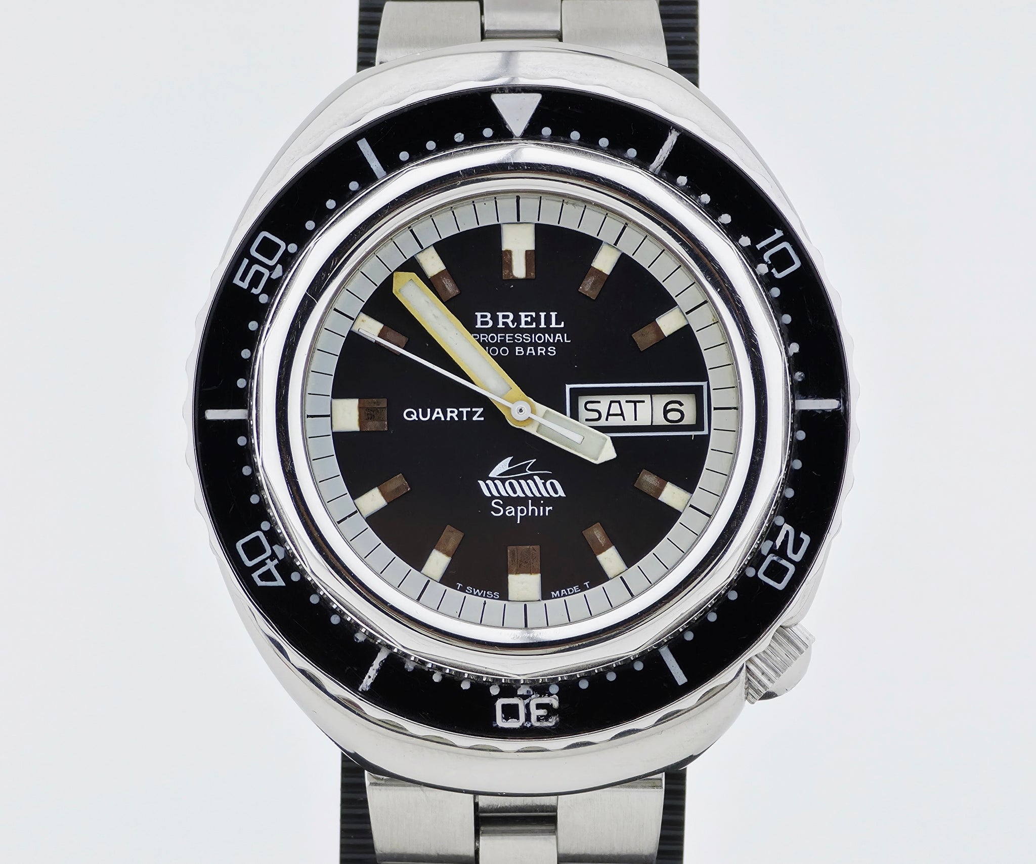 Vintage BREIL MANTA Quartz 1000 meters, Squale-like case 44mm Men's watch