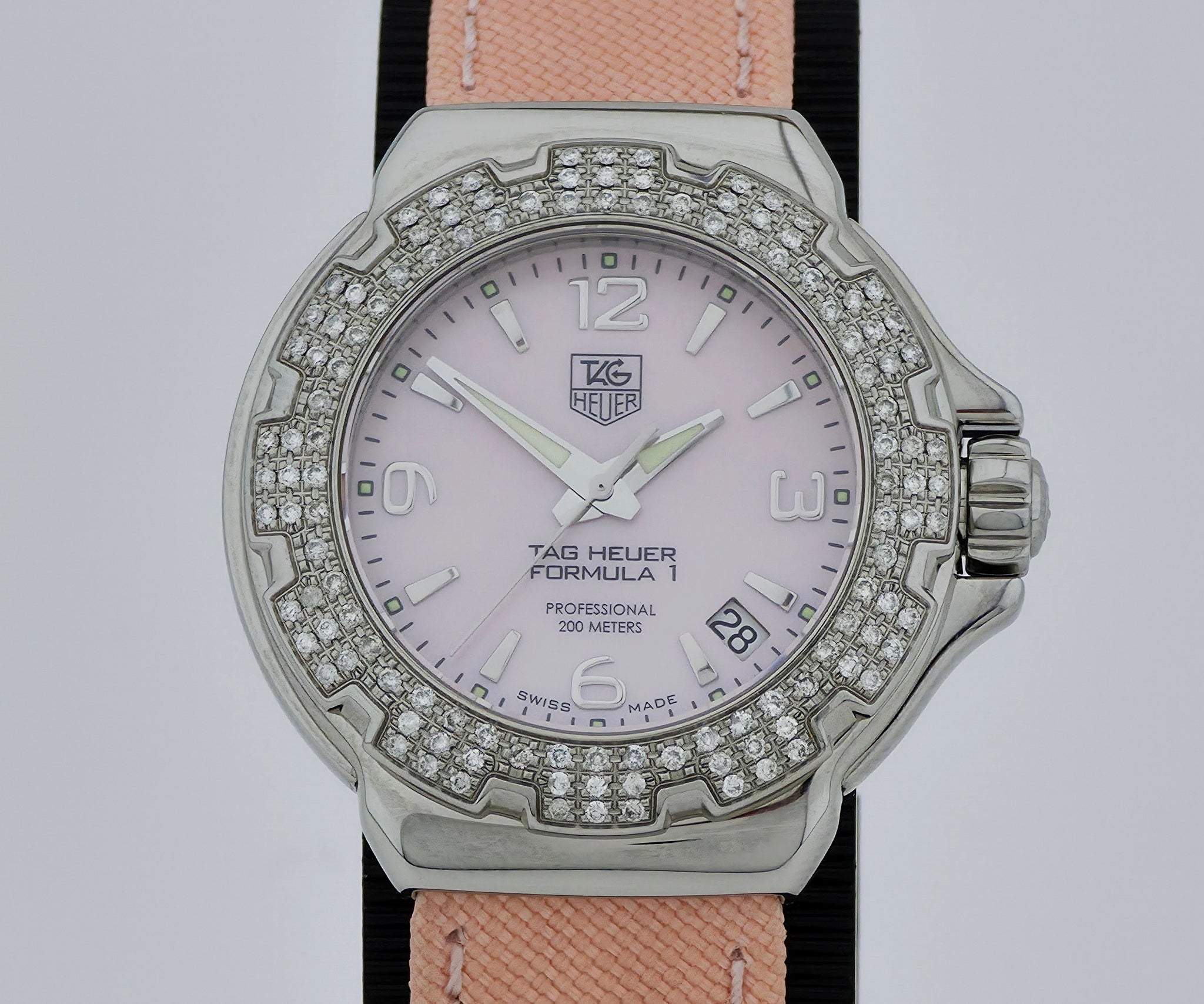 Ladies TAG Heuer Formula 1 Quartz, 36mm Steel case & Diamond Bezel Ref: WAC1216