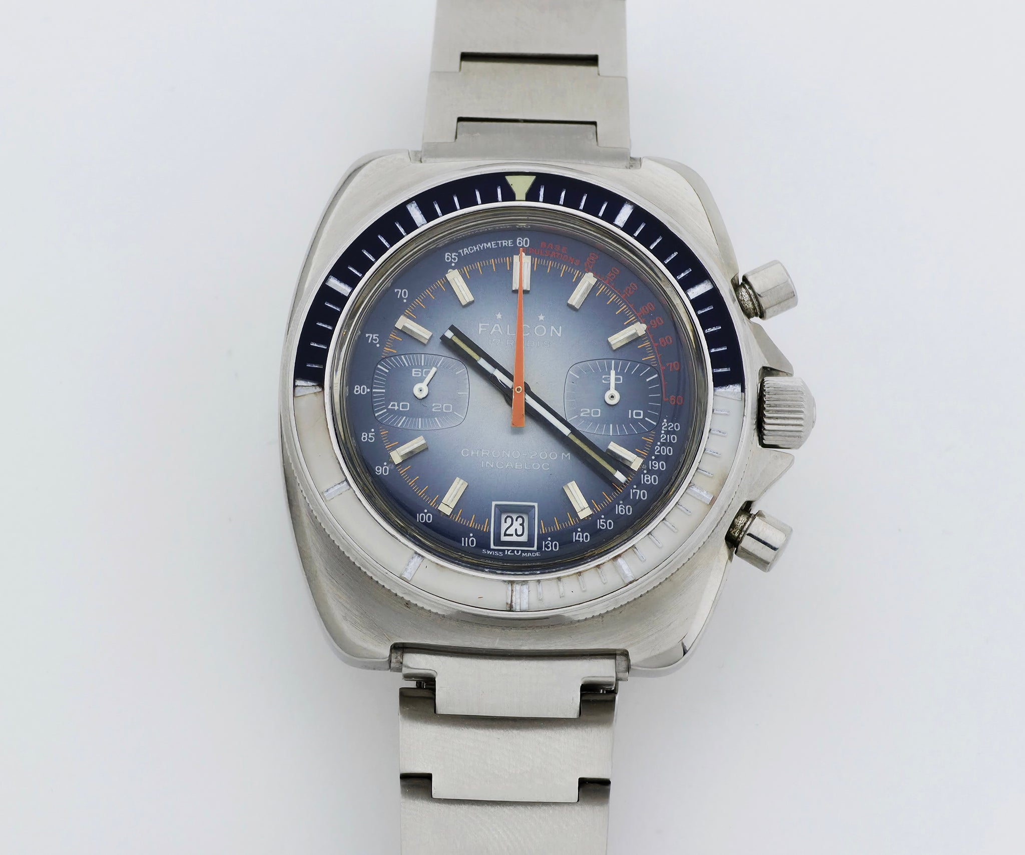 Vintage FALCON chronograph mechanical Cal. 7734 Steel Diver watch 42mm
