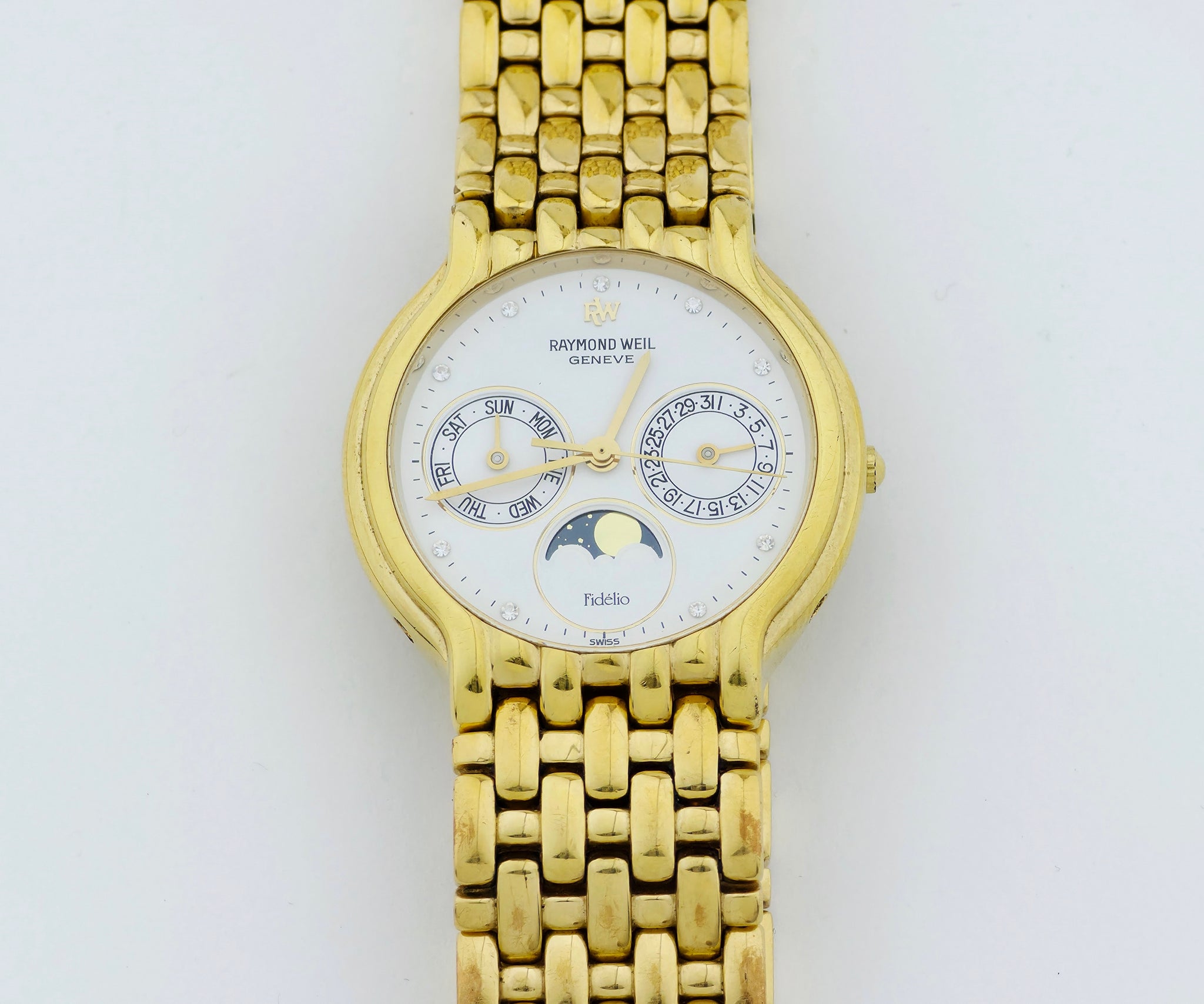 Raymond Weil Fidelio 2000 Quartz, Moon Phase 18K Gold Electroplated