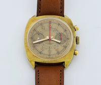 Vintage chronograph valjoux 7733 mechanical, Golden dial, Steel & Gold Plated 37mm