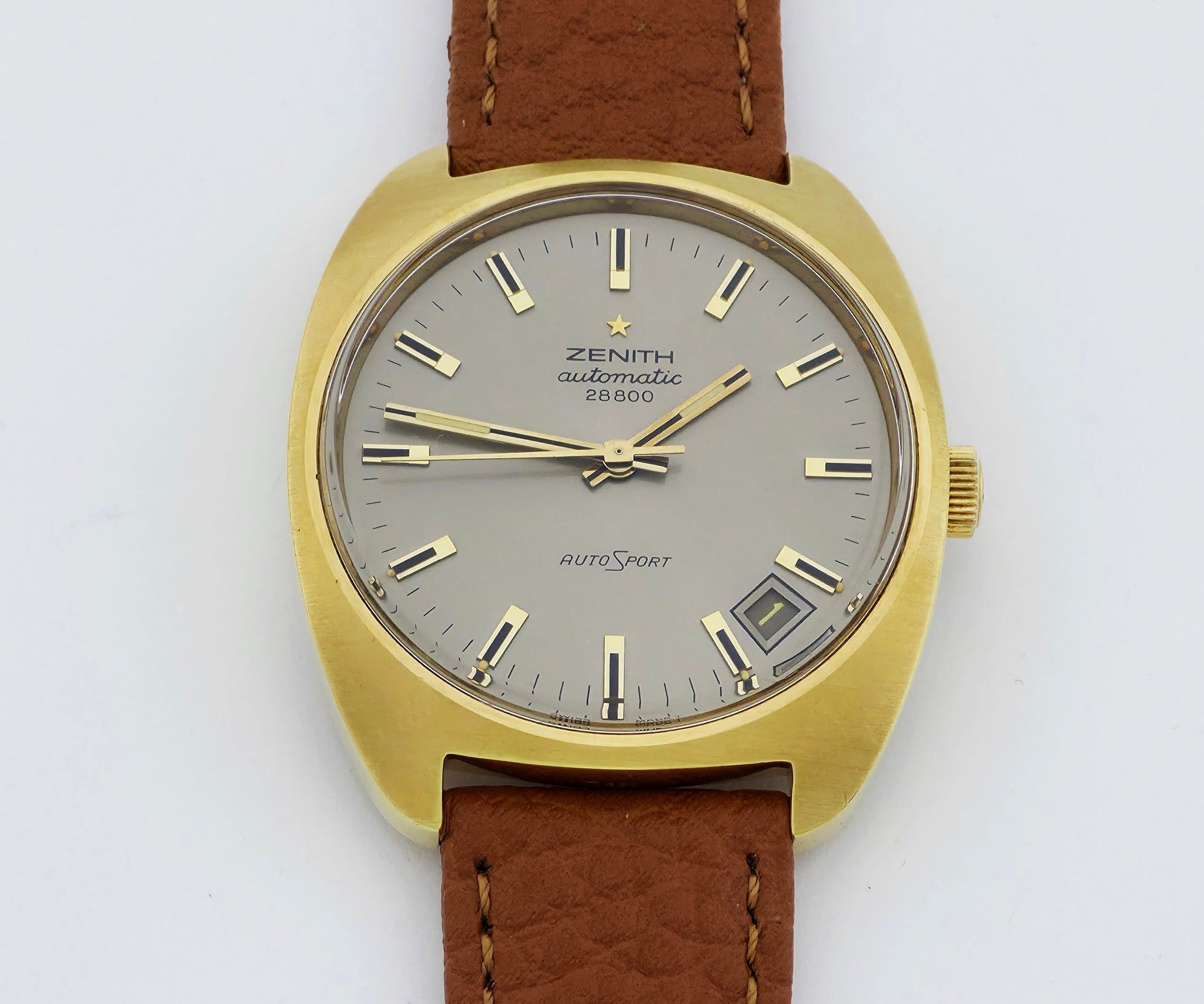 Vintage ZENITH AutoSport 28800 Automatic Cal. 2562 PC Steel & Gold filed 35mm