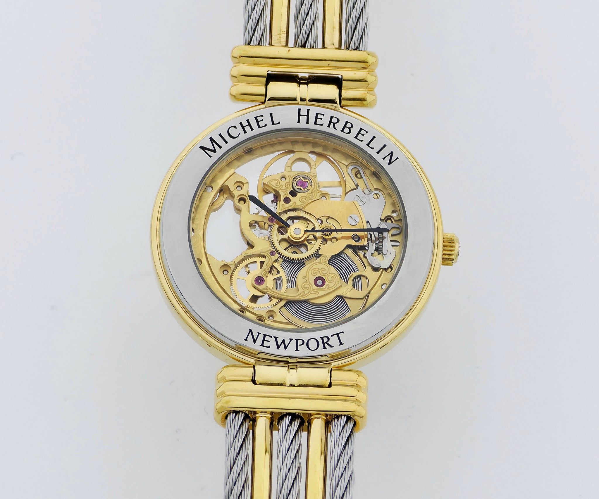 Michel Herbelin Newport Skeleton mechanical, 35mm Steel & Gold plated Ref: 1255
