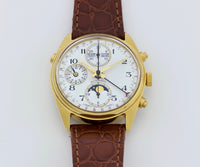 VALJOUX 7751 chronograph automatic Full calendar, Moonphase. Steel & Gold plated 36mm