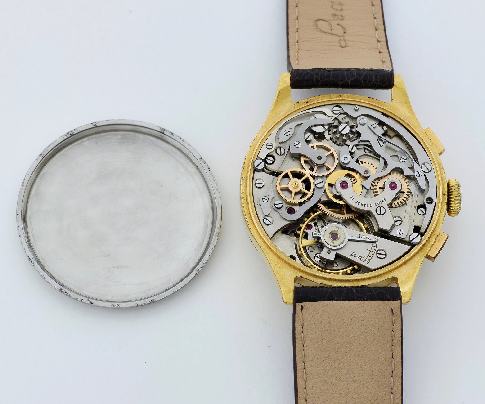 VALJOUX Cal.22 chronograph mechanical BASE 30 PULSATIONS, 36mm Steel & Gold plated