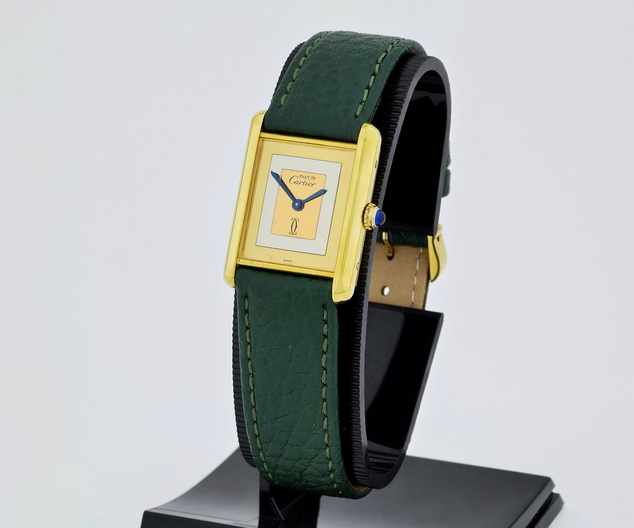 Vintage Cartier Must De Tank Mechanical 925 silver & Gold plated Unisex watch