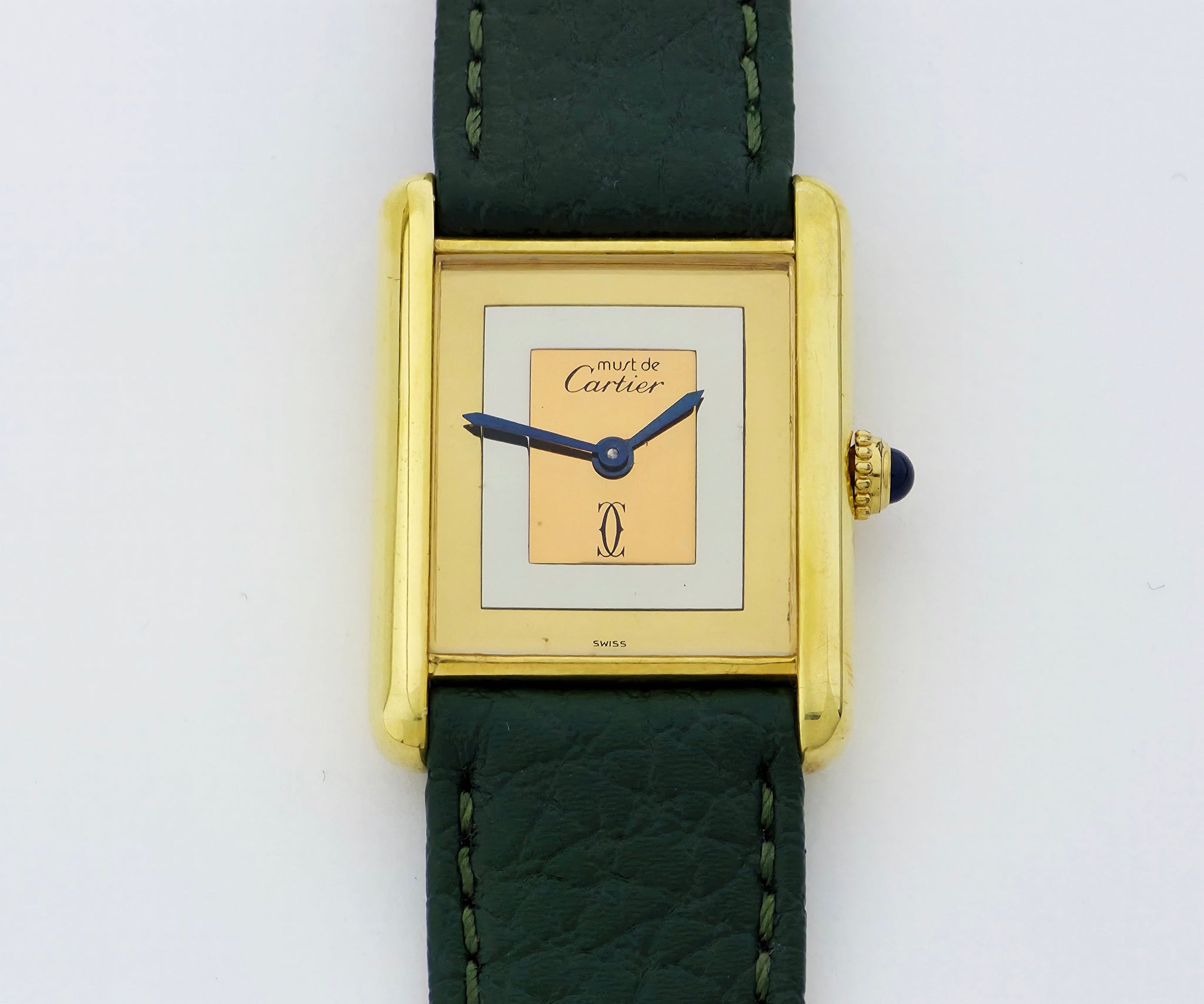 Vintage Cartier Must De Tank Mechanical 925 silver & Gold plated Unisex watch