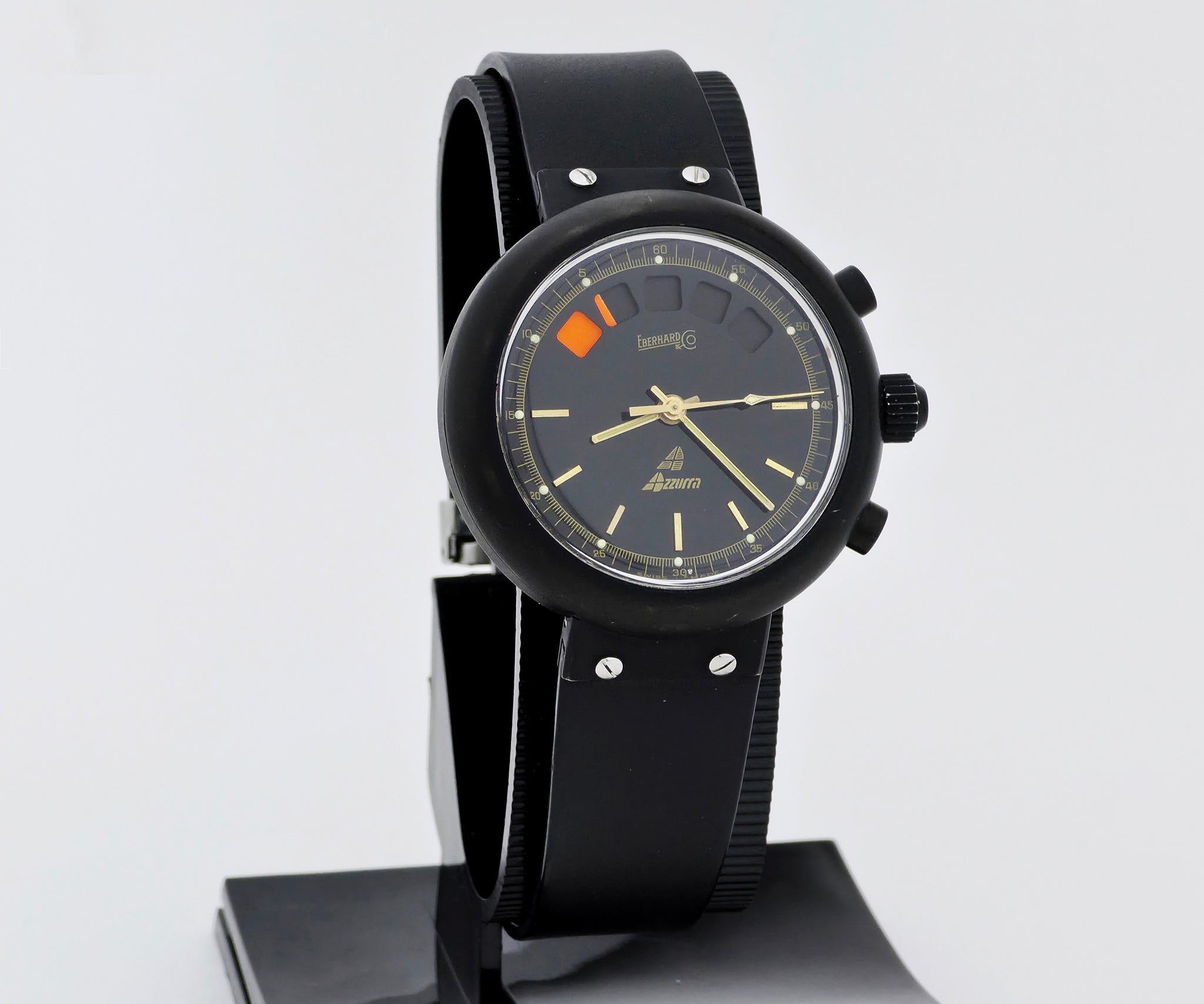 Eberhard Azzurra chronograph automatic Cal. 7757 Steel & Black PVD case 38mm Ref: 31700