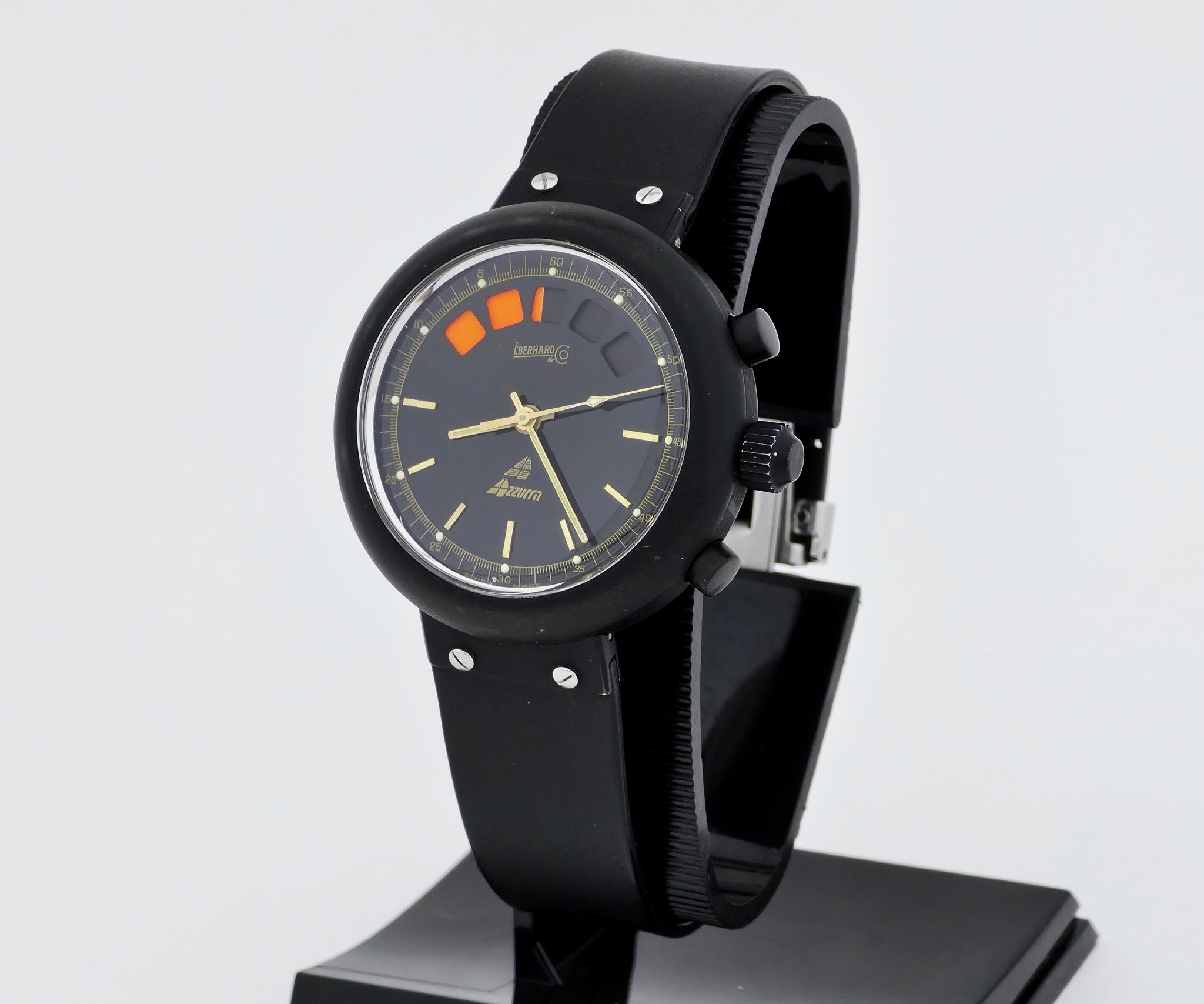 Eberhard Azzurra chronograph automatic Cal. 7757 Steel & Black PVD case 38mm Ref: 31700