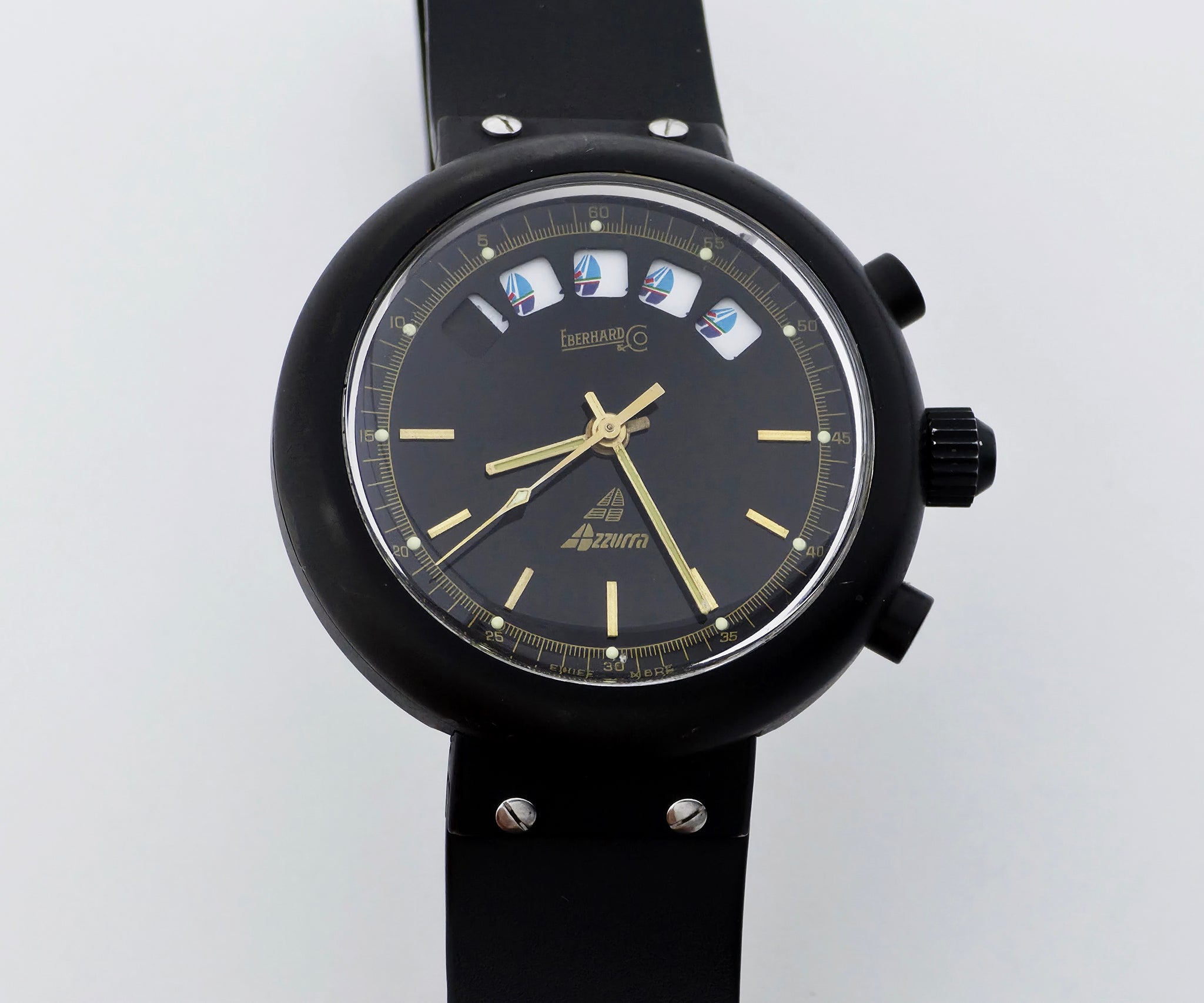 Eberhard Azzurra chronograph automatic Cal. 7757 Steel & Black PVD case 38mm Ref: 31700
