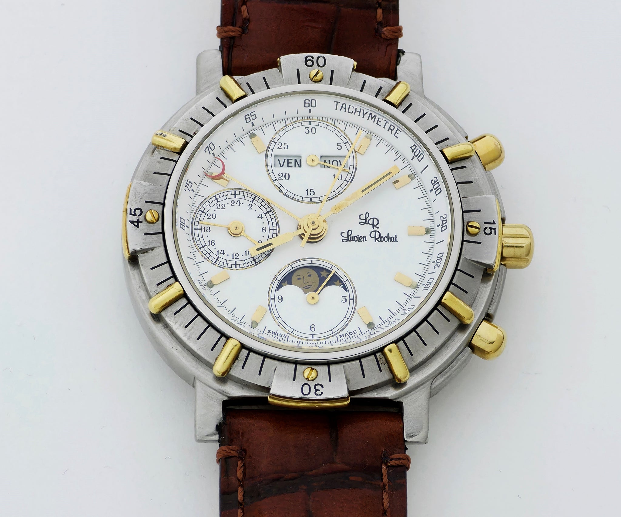 Lucien Rochat chrono automatic 7751 Full calendar, Moonphase. Steel & 18k Gold 42mm