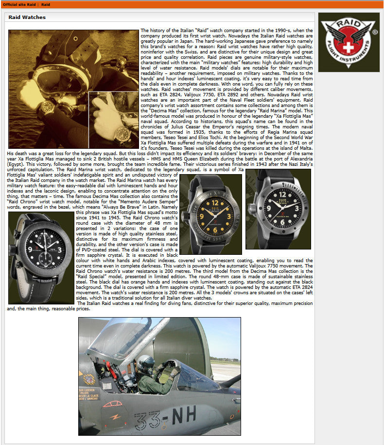 RAID MARINA 1945 FLOTTIGLIA MAS LEFT HANDED BLACK PVD STAINLESS STEEL 49MM CASE