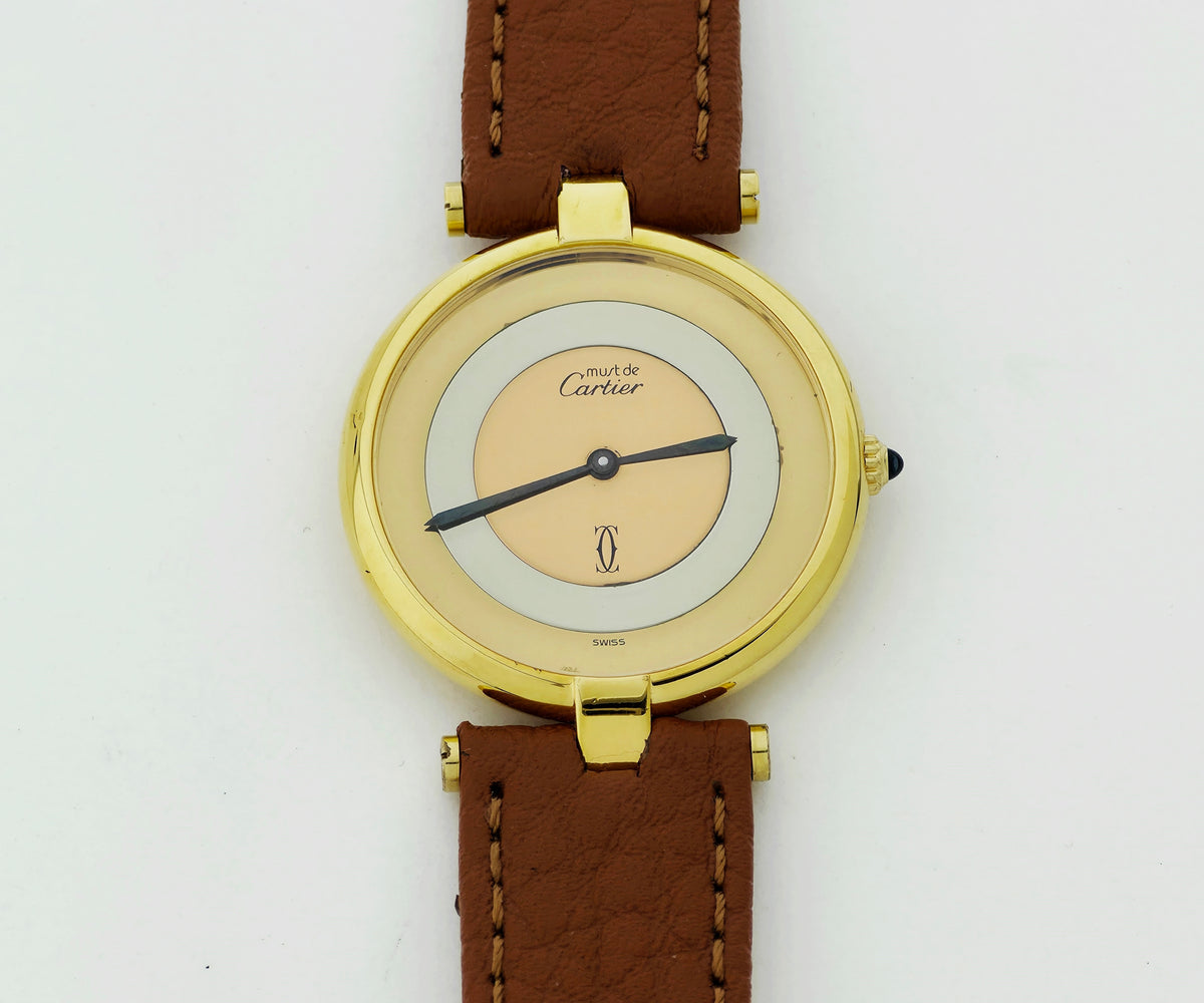 Cartier Must de Vendome Quartz 925 Silver & Gold plated 30mm round Unisex watch