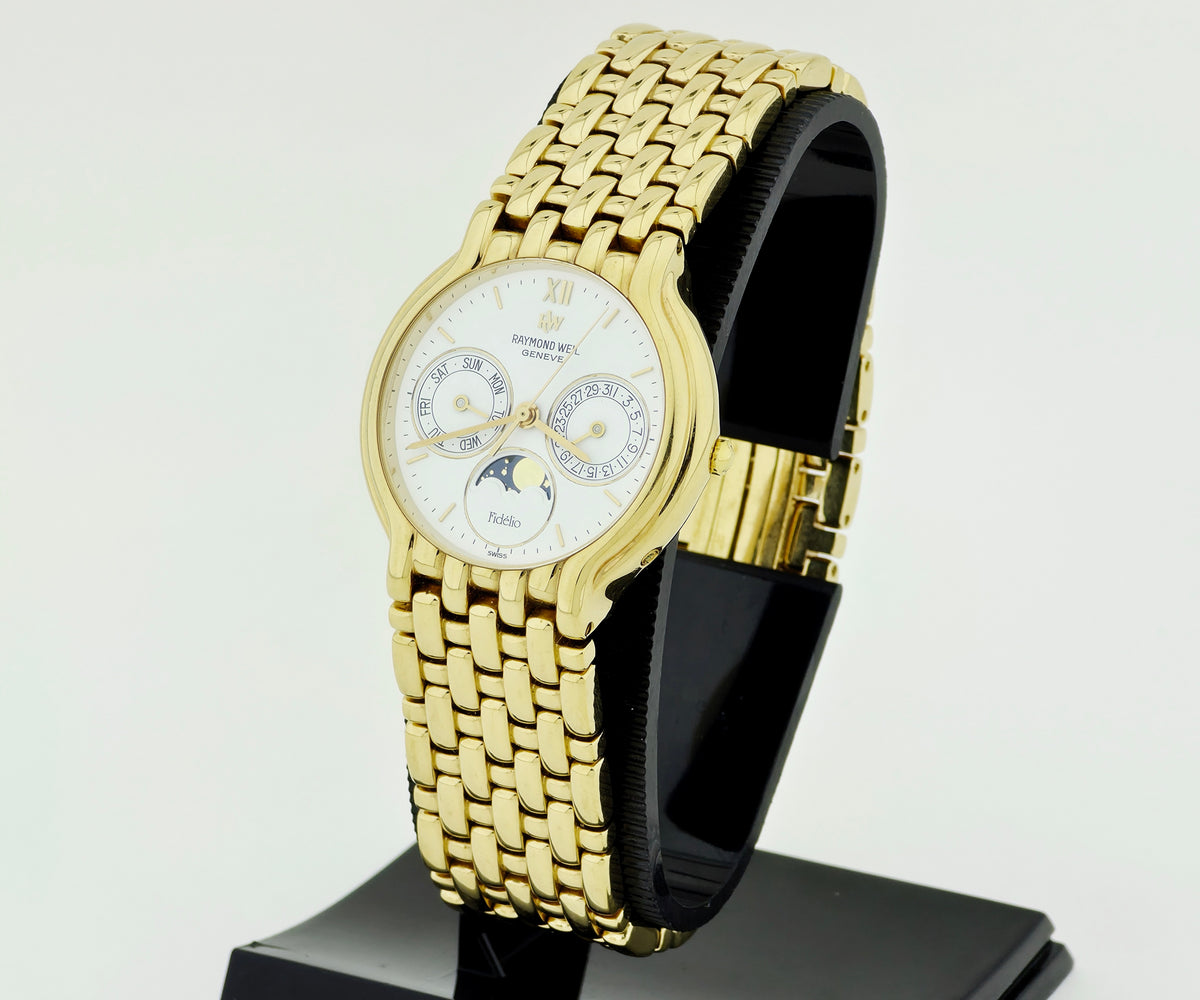 Raymond Weil Fidelio 2000 Quartz, Moon Phase 18K Gold Electroplated