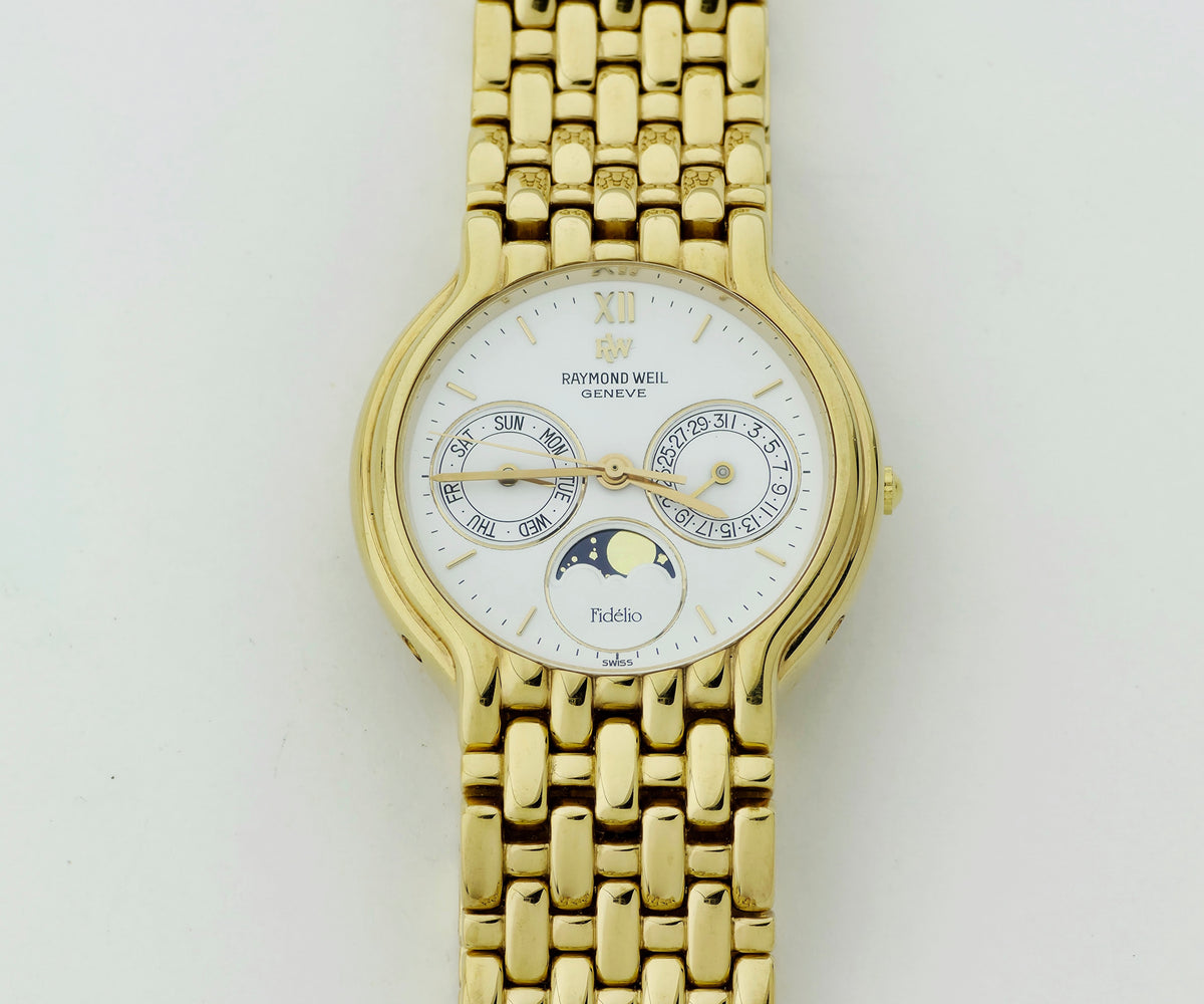 Raymond Weil Fidelio 2000 Quartz, Moon Phase 18K Gold Electroplated