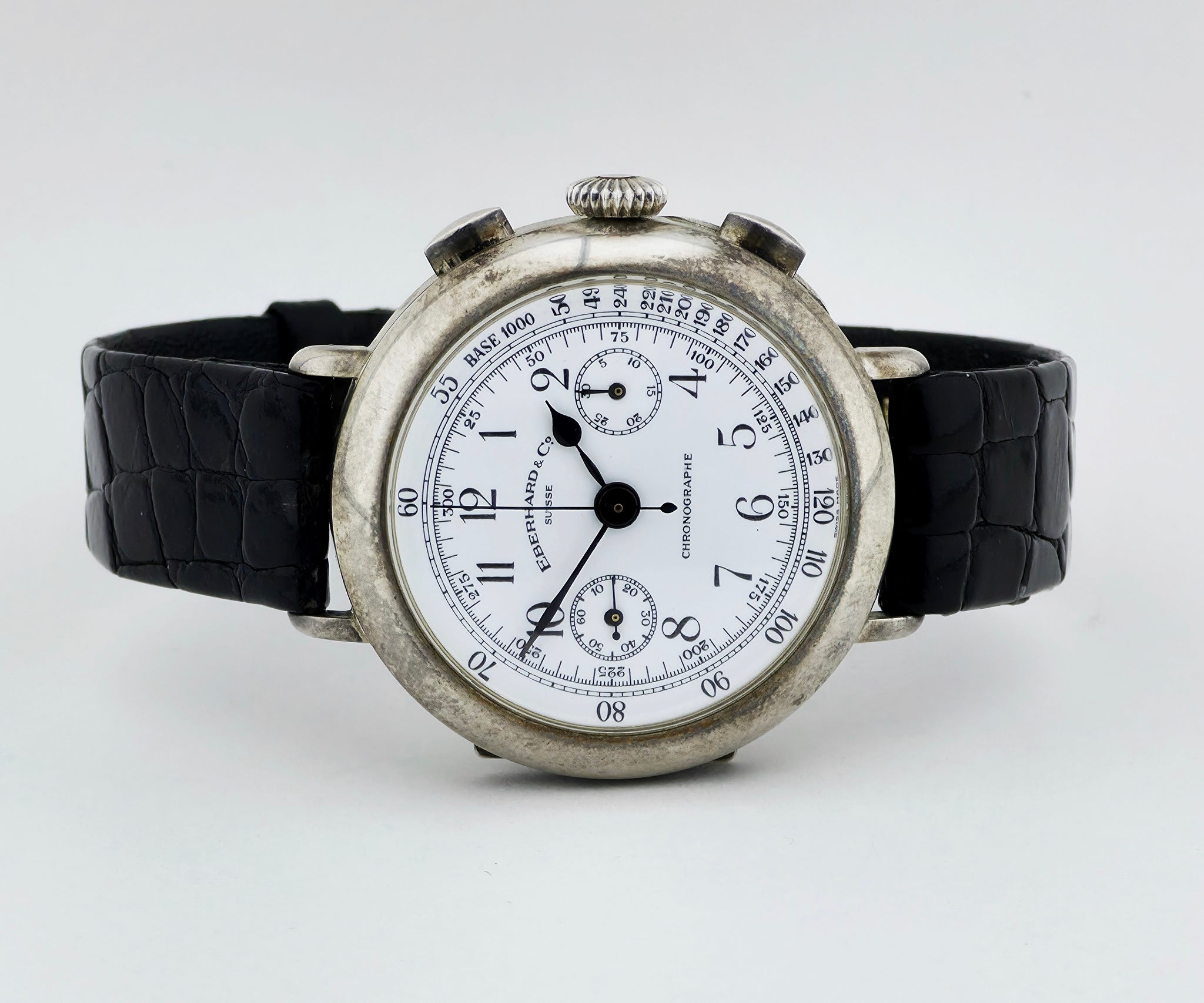 Vintage Eberhard & Co Chronograph mechanical Cal. 310-8. 925 Silver case 38mm Ref: 31008