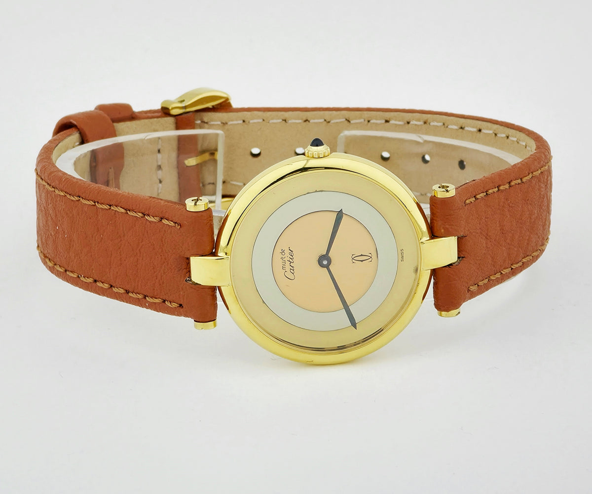Cartier Must de Vendome Quartz 925 Silver & Gold plated 30mm round Unisex watch