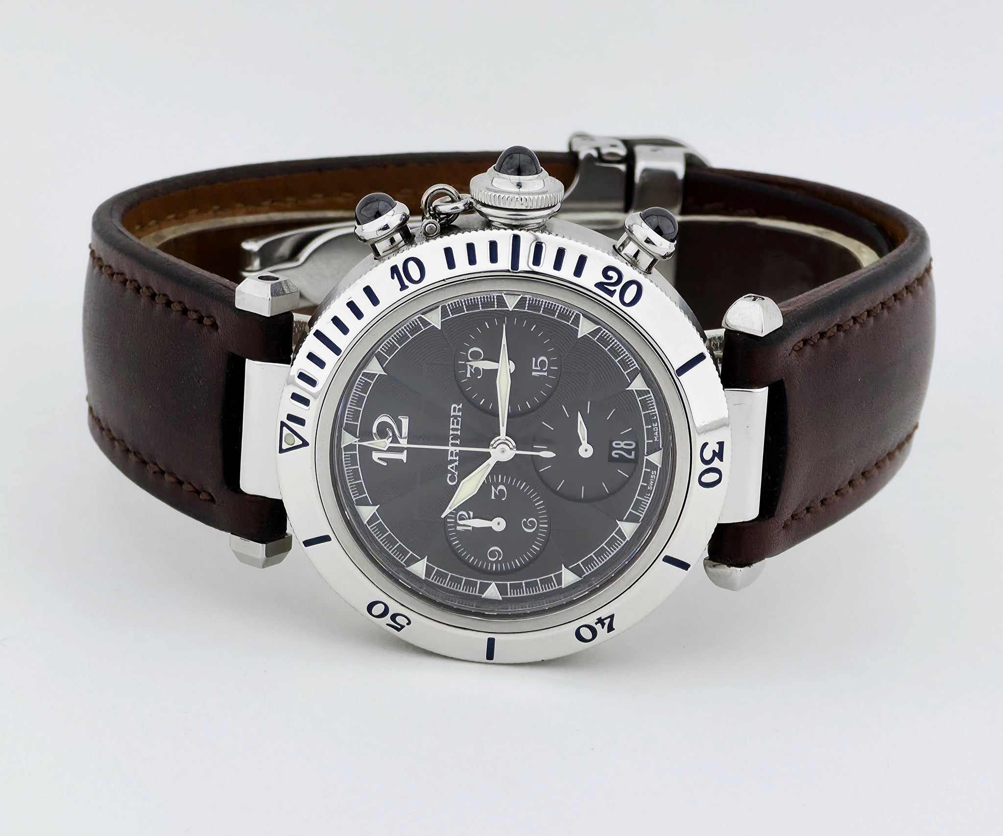 Cartier Pasha Chronograph Automatic Cal. 205 Steel case 38mm Ref: 2113