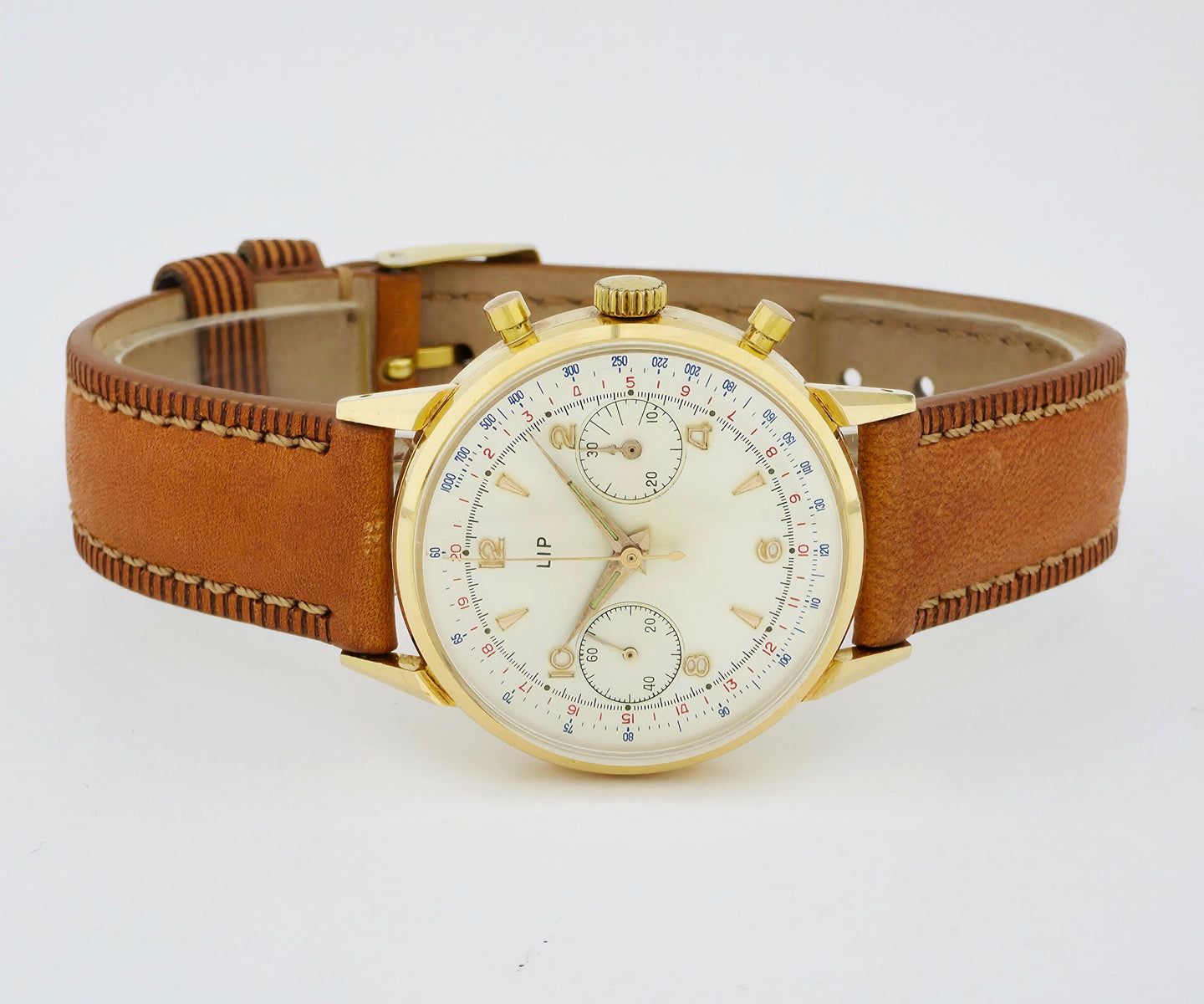 Vintage LIP chronograph mechanical valjoux 23  18k solid gold case 35mm Men’s watch