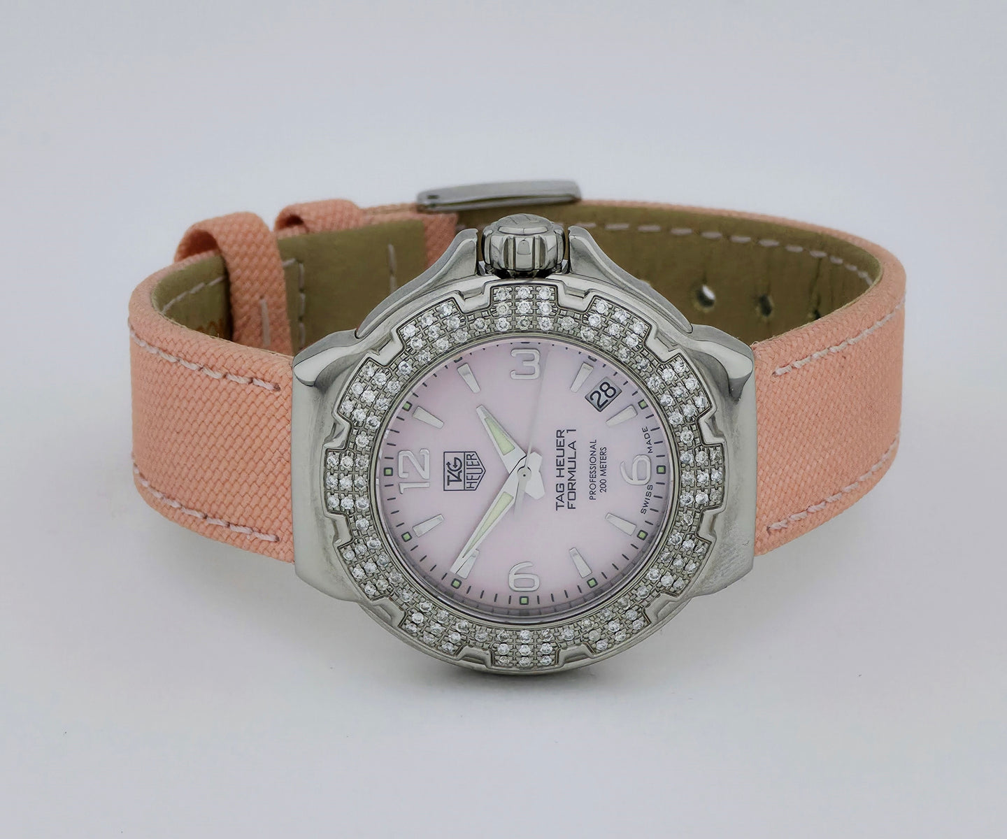 Ladies TAG Heuer Formula 1 Quartz, 36mm Steel case & Diamond Bezel Ref: WAC1216
