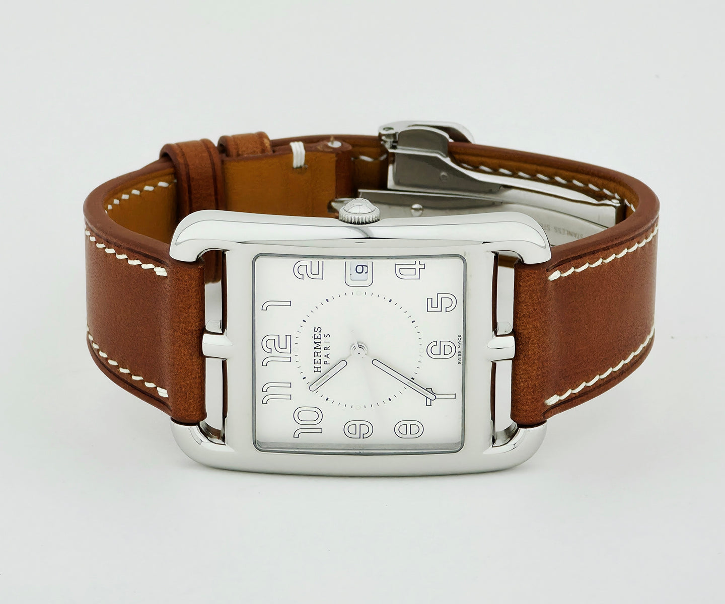 HERMES Cape Cod Quartz, 33mm Square Steel Men's Watch Ref: CC1.810