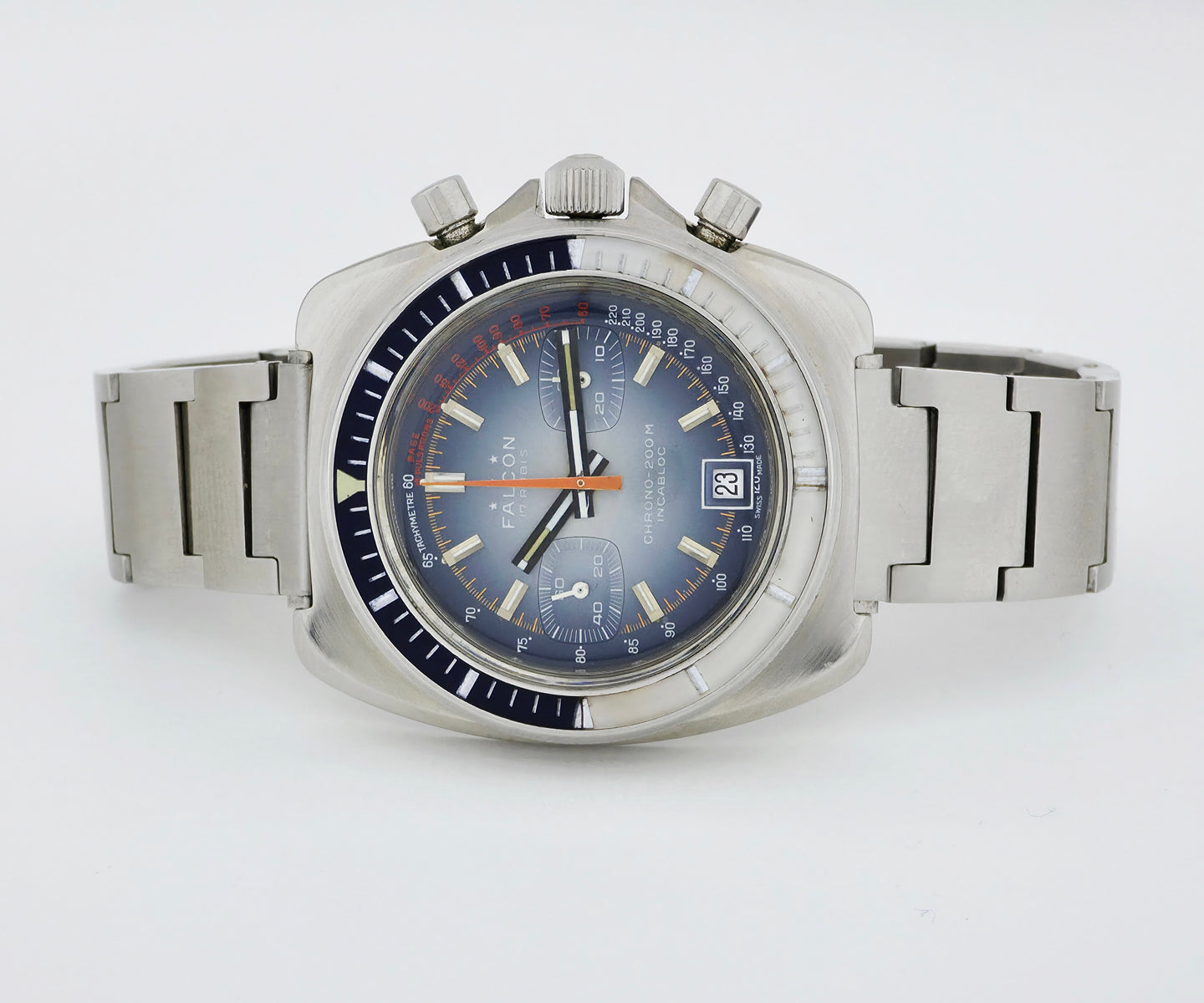 Vintage FALCON chronograph mechanical Cal. 7734 Steel Diver watch 42mm