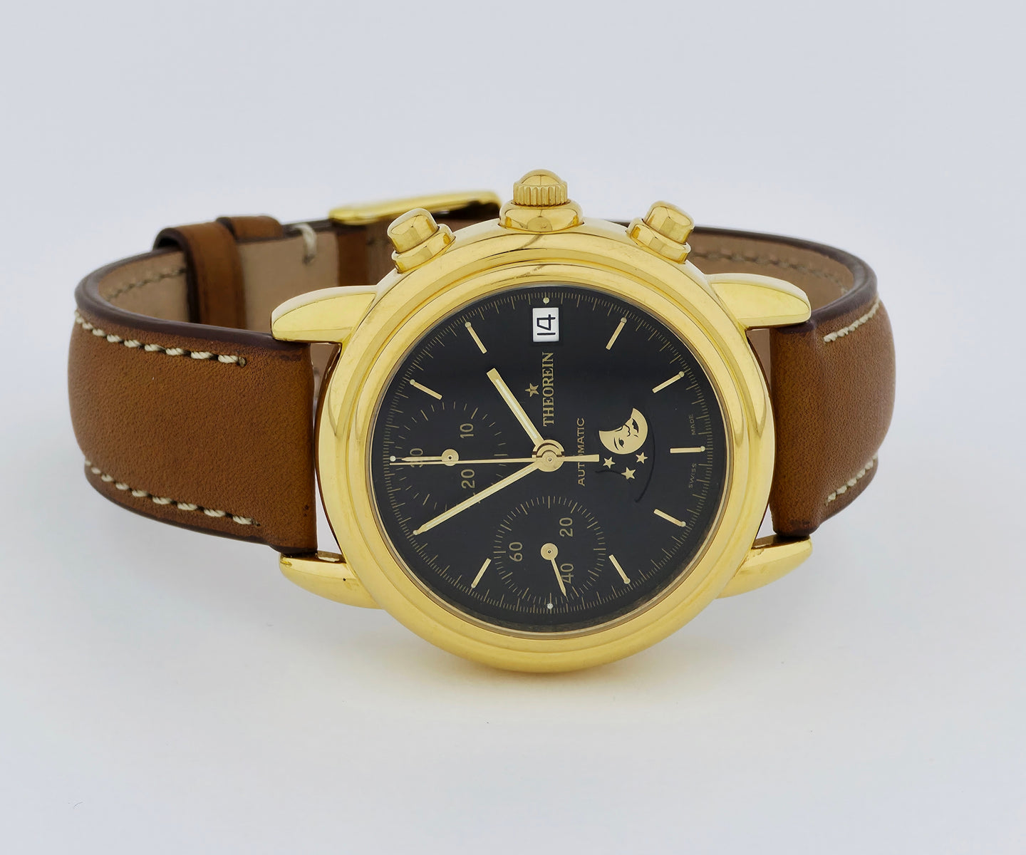THEOREIN Chronograph automatic Cal. 7758 Moon phase, 38mm Gold plated case